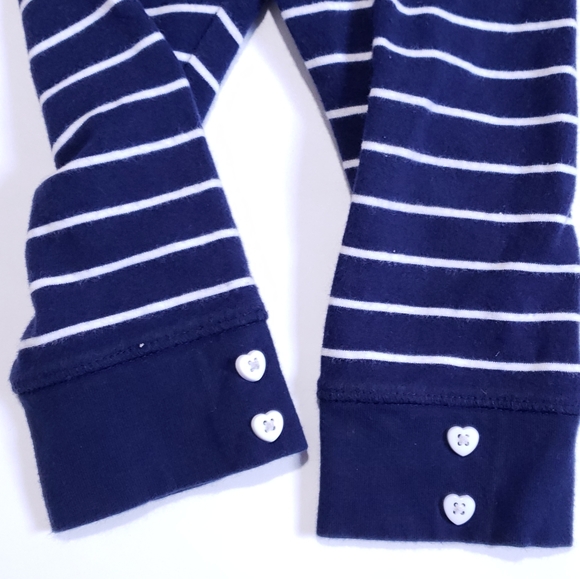 12M Leggings with Heart buttons Striped Navy White - Picture 2 of 3